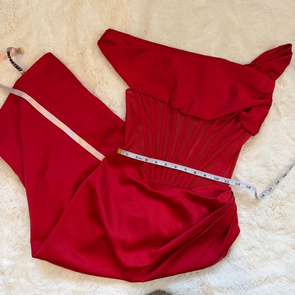 House of CB Off-Shoulder Drape Midi Corset Dress S - red - Picture 3 of 6